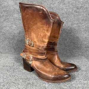 Freebird By Steven Womens 9 Mexican Boots Brown Leather Boho Festival Mid Calf